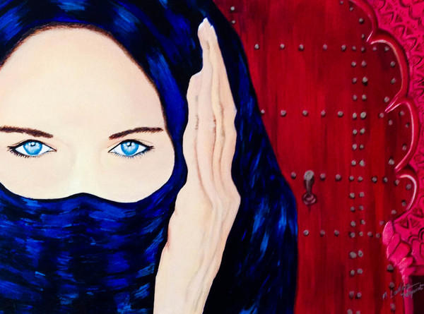 Art peinture " Femme voilée au regard envoûtant "